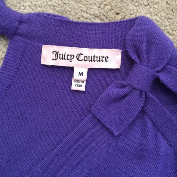 Juicy Couture Dark Lilac Merino Bow Cardigan NWT - Picture 7 of 8